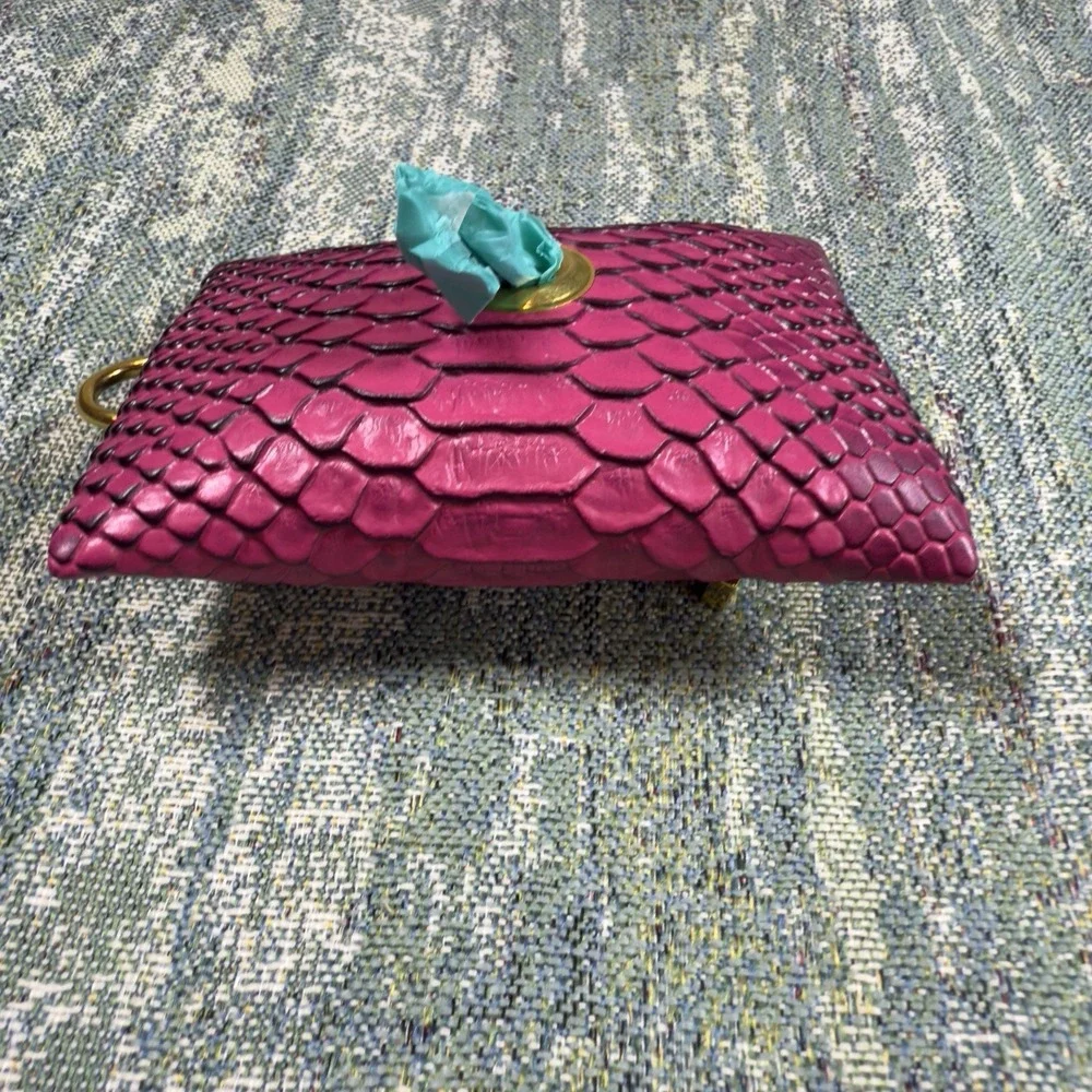 Dog Poop Bags Holder, Pink Crocodile Print Vinyl.